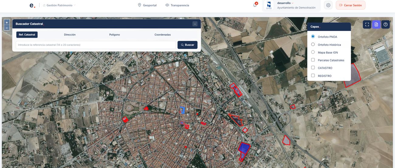 Visor GIS de Gestión Patrimonio en el navegador